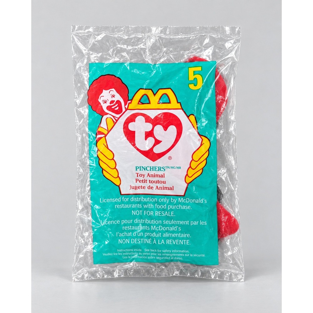 Vintage 1993 McDonalds Teenie Beanie Baby Pinchers the Lobster Sealed Toy 5